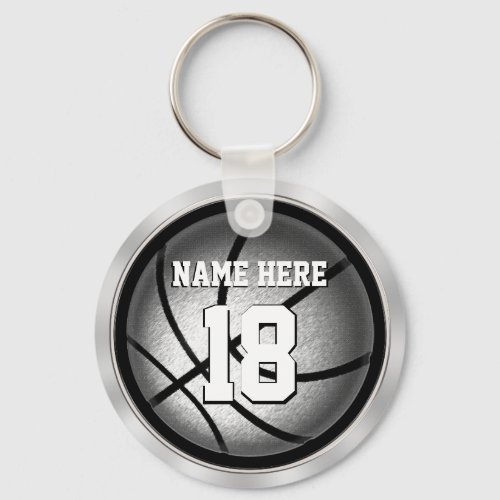 Personalized Basketball Keychains Black and Silver