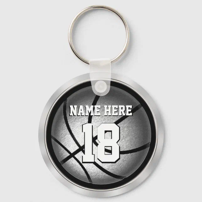 Personalized Basketball Keychains Black and Silver Zazzle