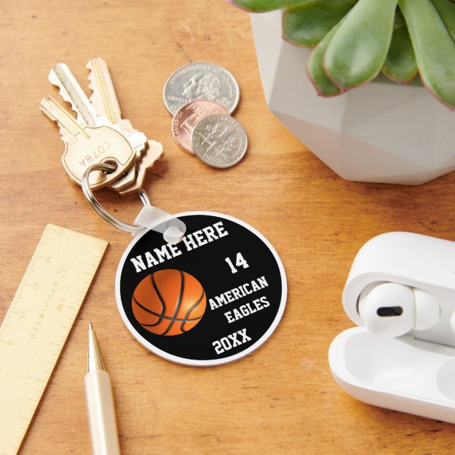 Personalized Basketball Keychains with Name Number (Desk)