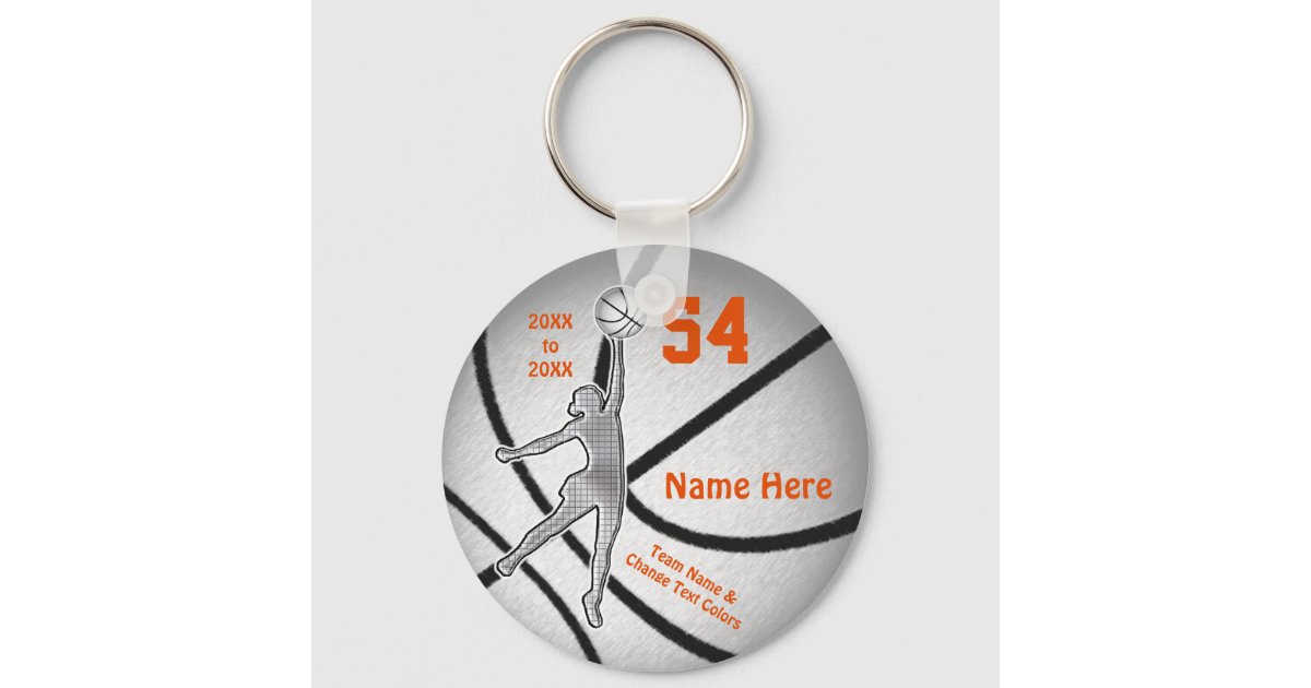 Personalized Basketball Keychains with Orange Text Zazzle