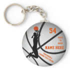 Personalized Basketball Keychains with Orange Text