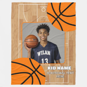 Personalized Basketball Kid Photo Fleece Blanket