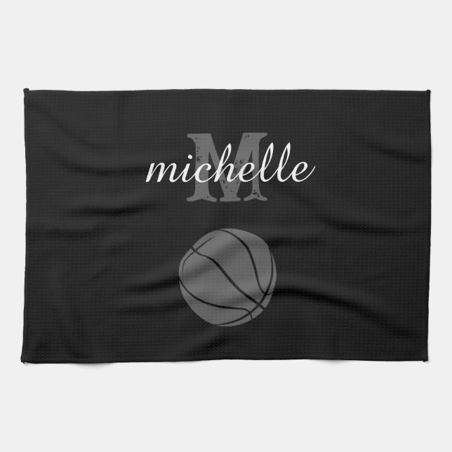 Personalized Basketball Kitchen Towel (Horizontal)