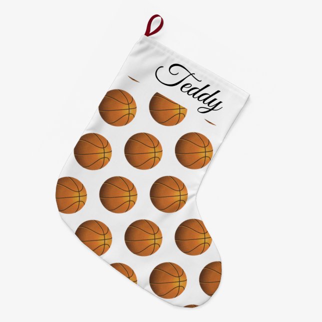 Personalized Basketball Large Christmas Stocking (Front (Hanging))