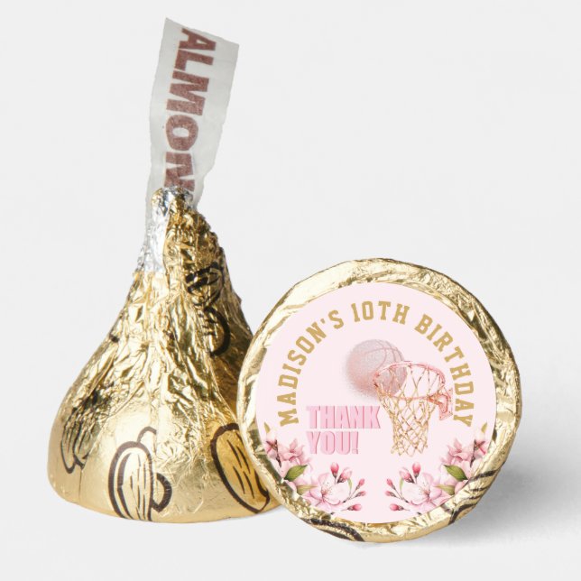 Personalized Basketball Luxury Birthday Pink Gold Hershey®'s Kisses® (Front)