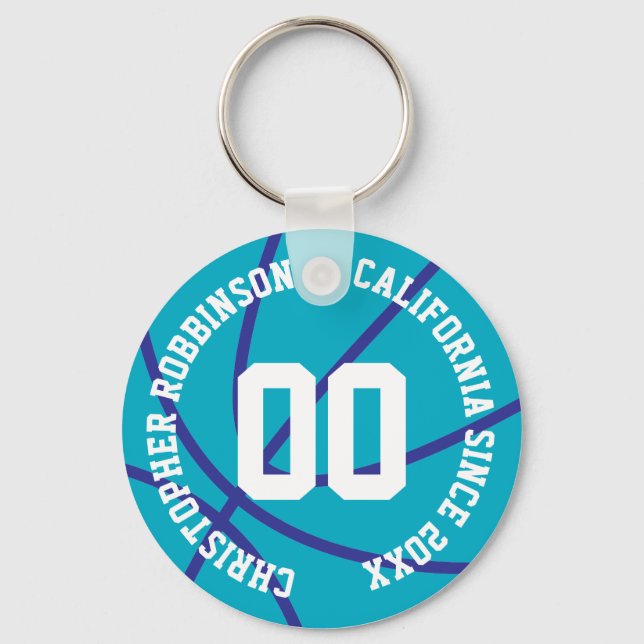 Personalized Basketball Modern  Keychain (Front)