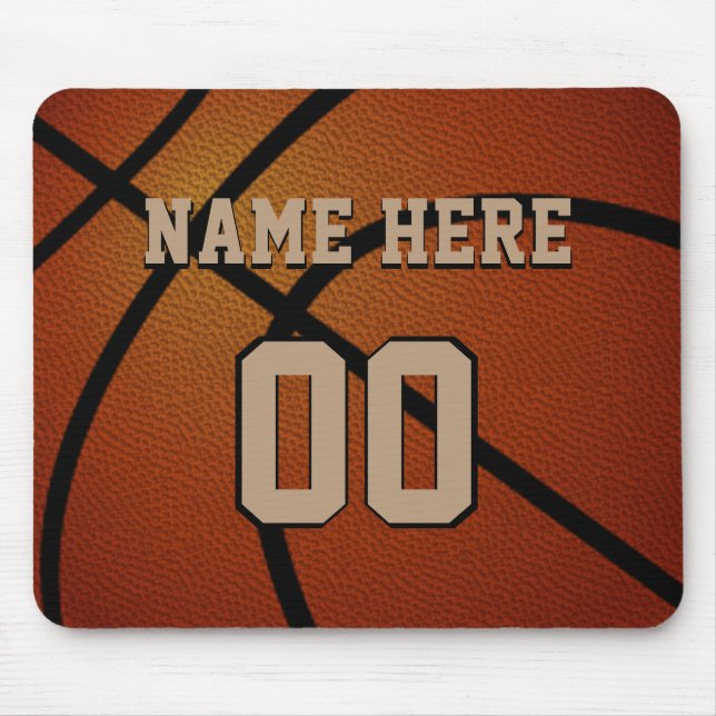 Personalized Basketball Mouse Pad, Name, Number Pad (Front)