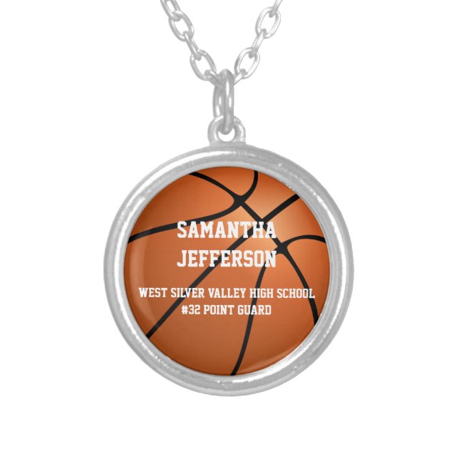 Personalized Basketball Name Number Sports Pendant (Front)