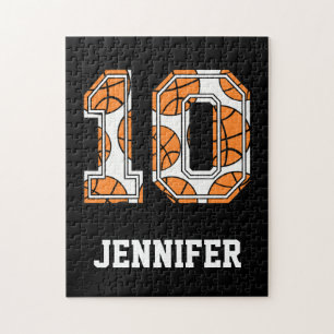 Personalized Basketball Number 10 Jigsaw Puzzle