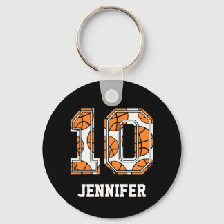 Personalized Basketball Number 10 Keychain