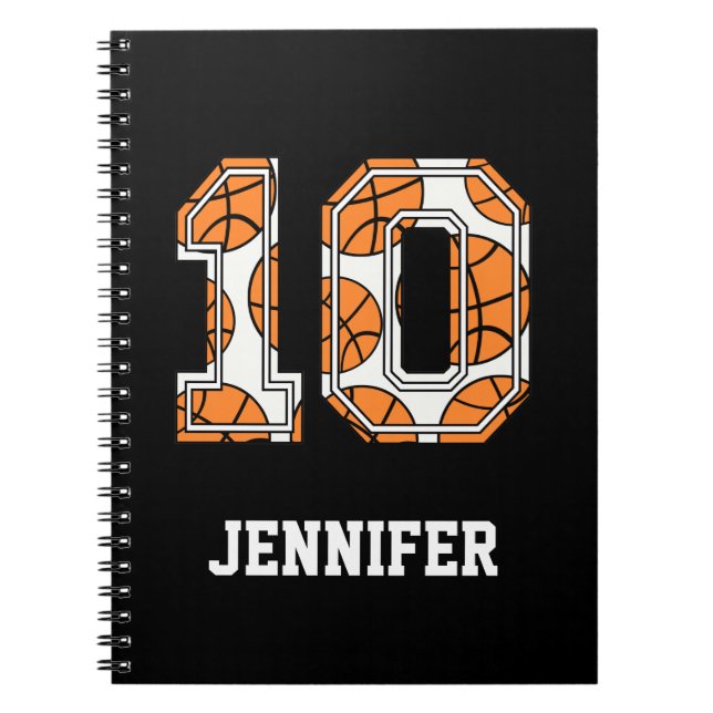 Personalized Basketball Number 10 Notebook (Front)
