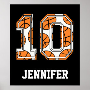 Personalized Basketball Number 10 Poster