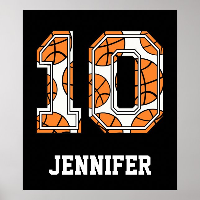 Personalized Basketball Number 10 Poster (Front)