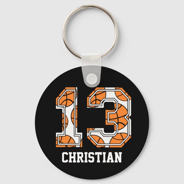 Personalized Basketball Number 13 Keychain (Front)