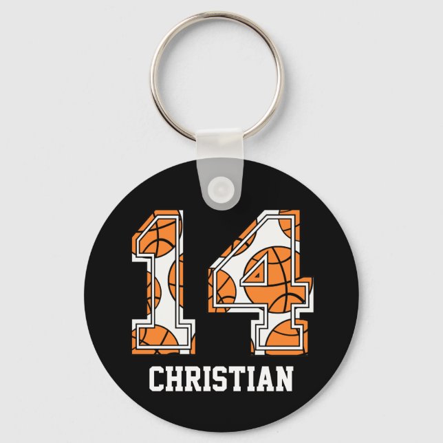 Personalized Basketball Number 14 Keychain (Front)