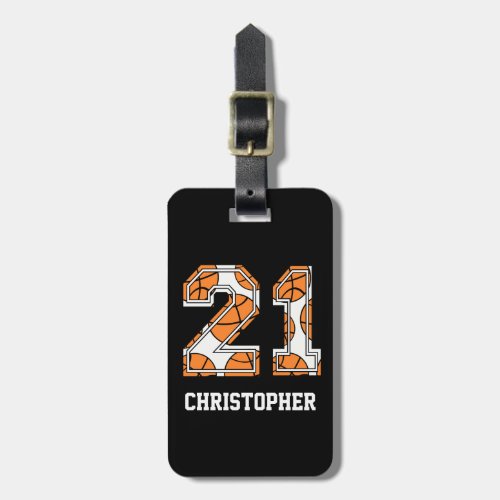 Personalized Basketball Number 21 Luggage Tag
