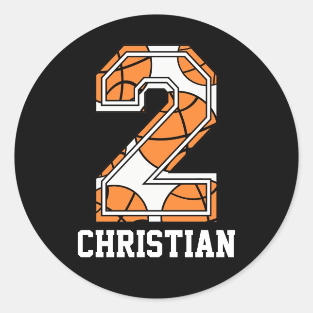 Personalized Basketball Number 2 Classic Round Sticker (Front)