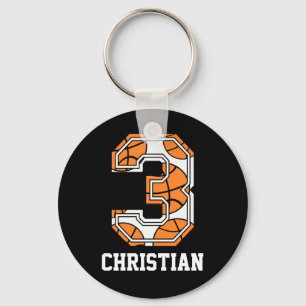 Personalized Basketball Number 3 Keychain