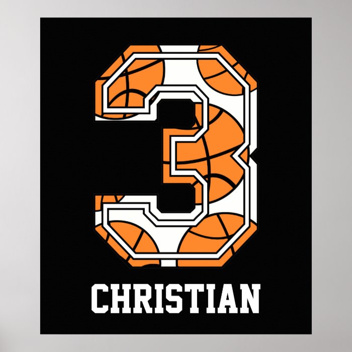 Personalized Basketball Number 3 Poster