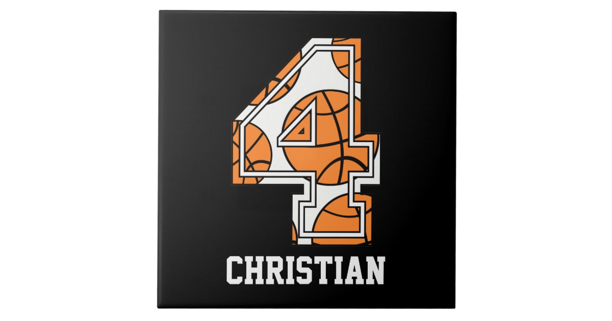 Personalized Basketball Number 4 Tile | Zazzle