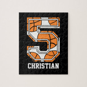 Personalized Basketball Number 5 Jigsaw Puzzle