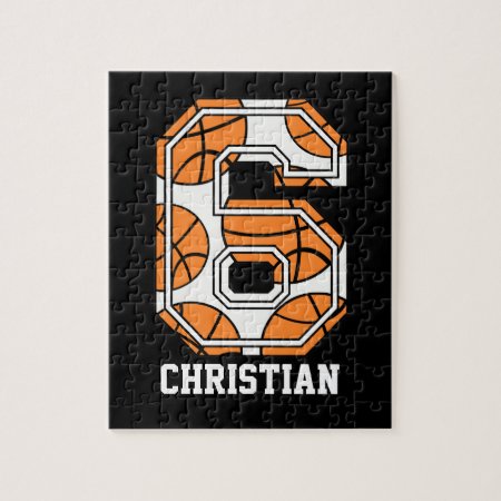 Personalized Basketball Number 6 Jigsaw Puzzle