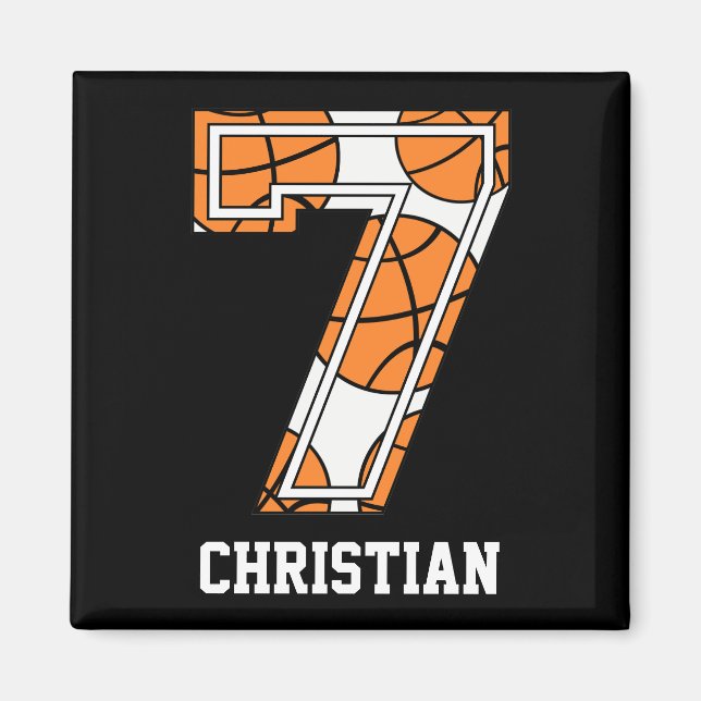 Personalized Basketball Number 7 Magnet (Front)