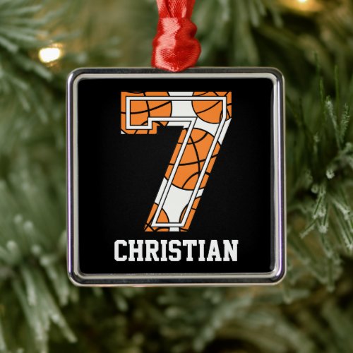 Personalized Basketball Number 7 Metal Ornament