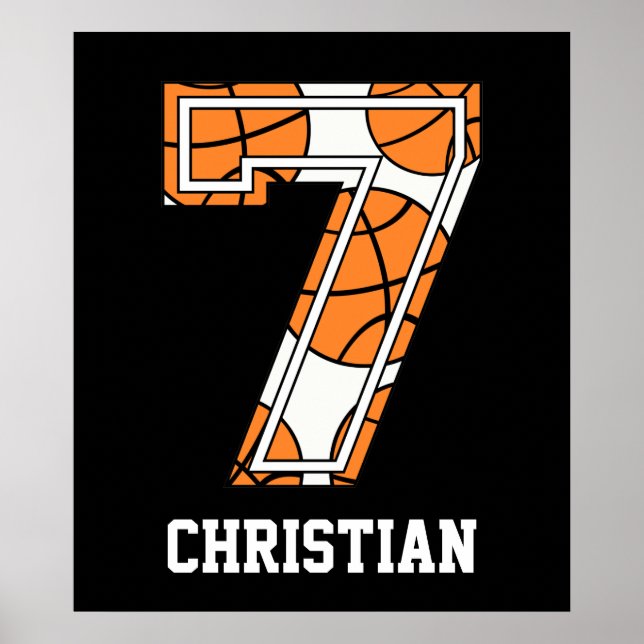 Personalized Basketball Number 7 Poster (Front)