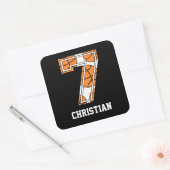 Personalized Basketball Number 7 Square Sticker (Envelope)
