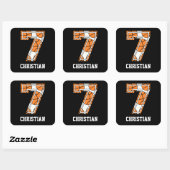 Personalized Basketball Number 7 Square Sticker (Sheet)