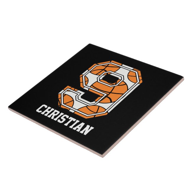 Personalized Basketball Number 9 Tile (Side)