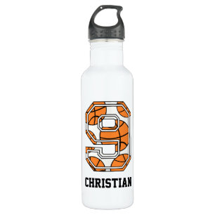 Personalized Basketball Number 9 Water Bottle
