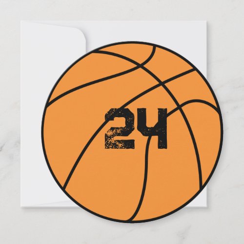 Personalized Basketball Number Flat Thank You Card