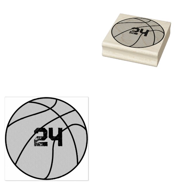 Personalized Basketball Number Rubber Stamp (Stamped)