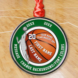 Personalized Basketball Ornaments. Basketball Team Metal Ornament