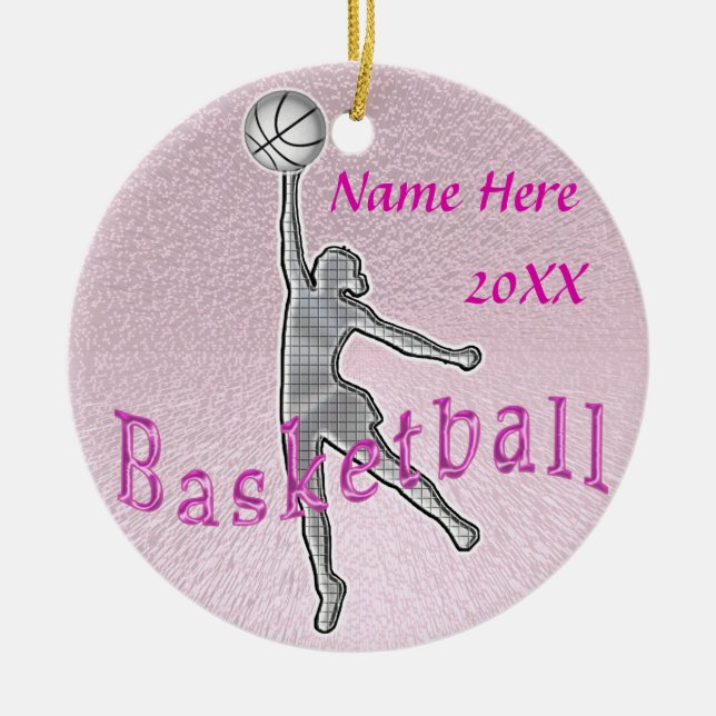 Personalized Basketball Ornaments  YEAR and NAME (Front)