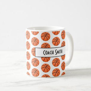 Personalized Basketball Pattern Coach Gift Coffee Mug