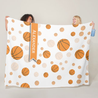 Personalized Basketball Pattern Fleece Blanket