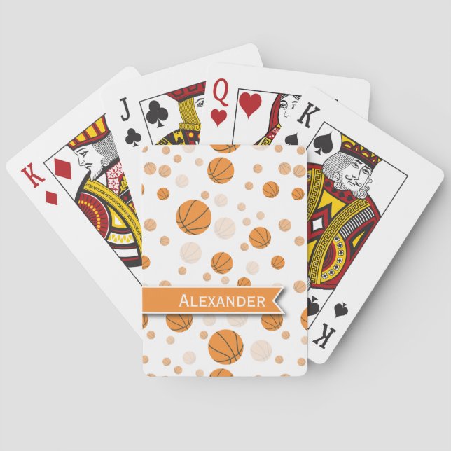 Personalized Basketball Pattern on White Poker Cards (Back)