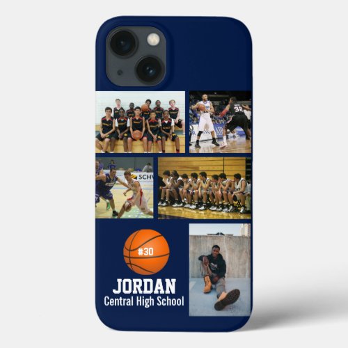 Personalized Basketball Photo Collage Name Team  iPhone 13 Case