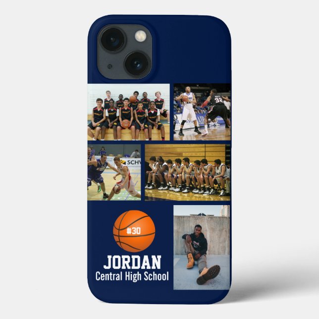 Personalized Basketball Photo Collage Name Team # Case-Mate iPhone Case (Back)