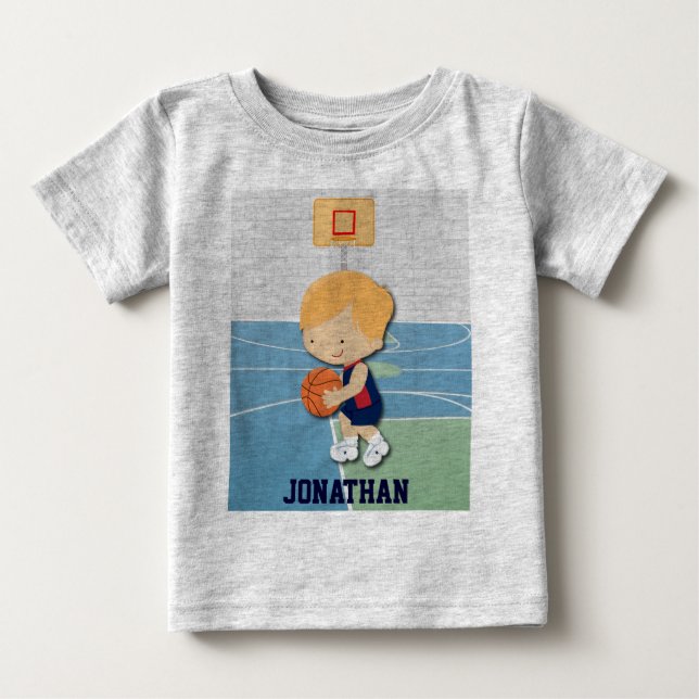 Personalized basketball player cartoon Toddler Baby T-Shirt (Front)