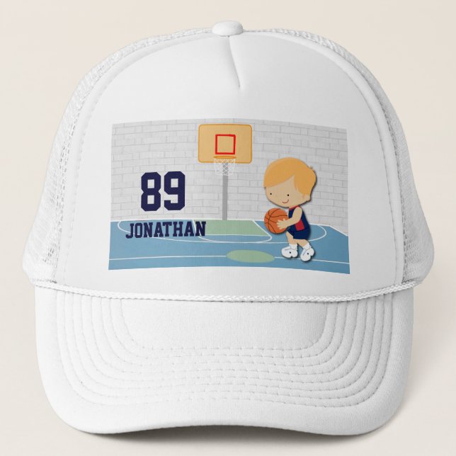 Personalized basketball player cartoon trucker hat (Front)