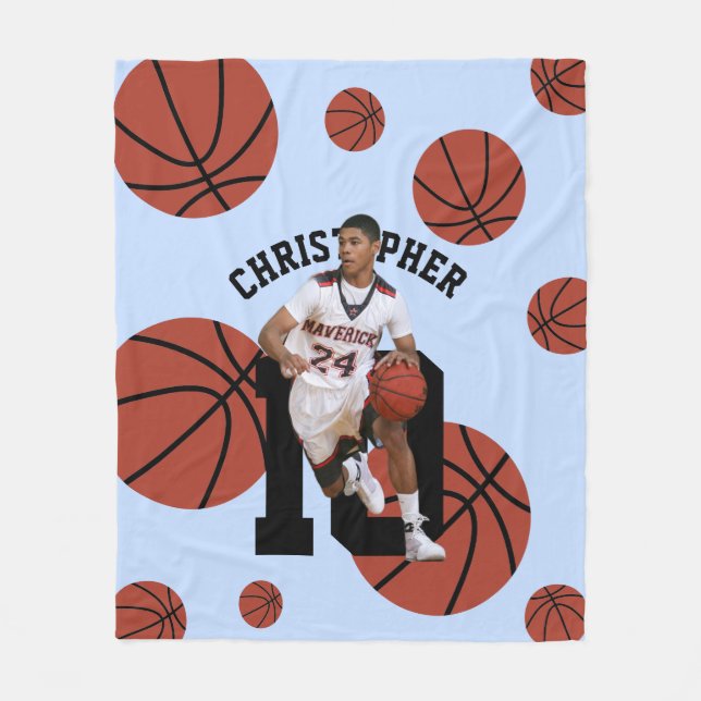 Personalized Basketball Player Fleece Blanket (Front)