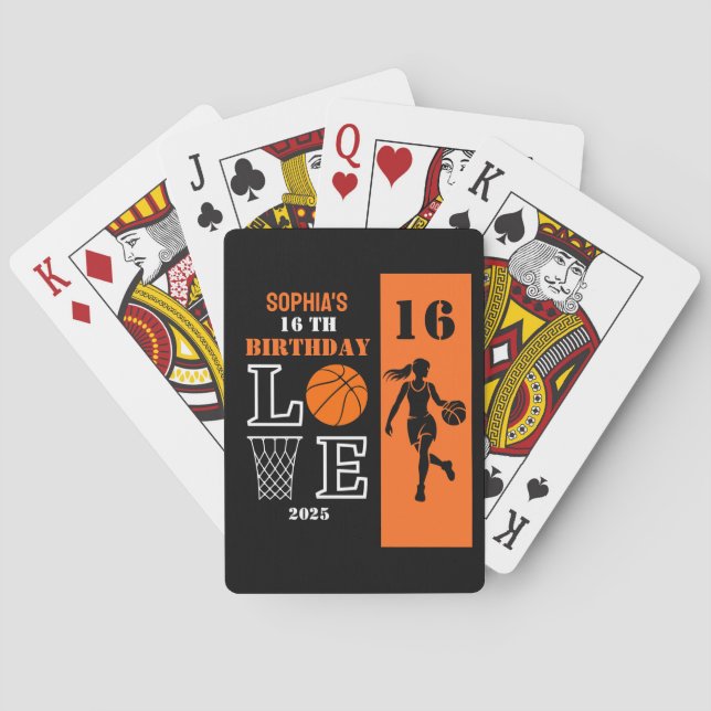 Personalized Basketball Player Girl, Birthday Gift Poker Cards (Back)