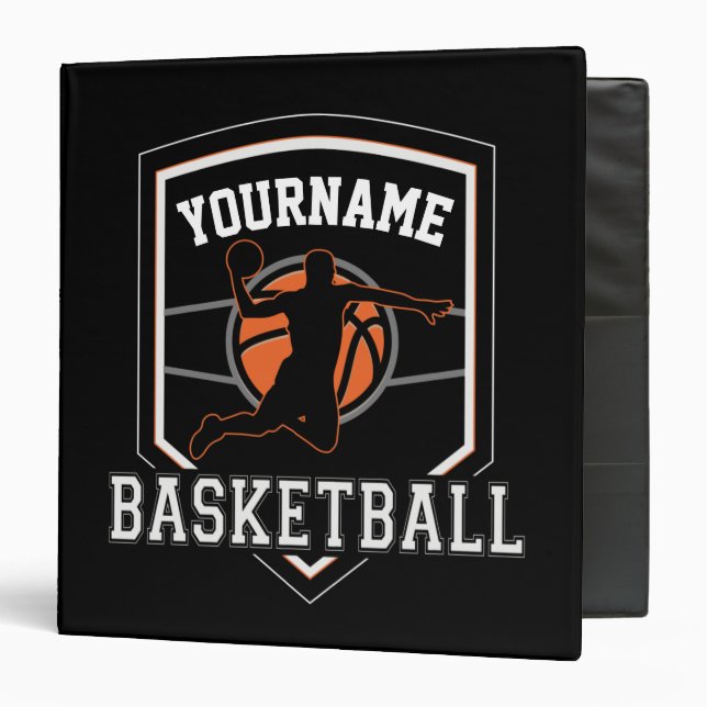 Personalized Basketball Player NAME Slam Dunk Team 3 Ring Binder (Front/Inside)