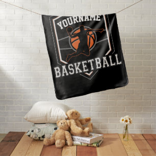 Personalized Basketball Player NAME Slam Dunk Team Baby Blanket