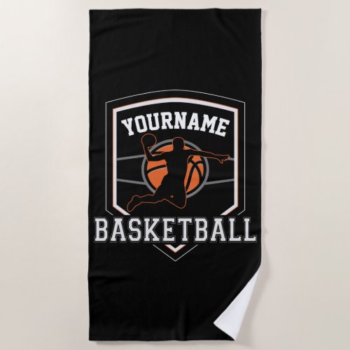 Personalized Basketball Player NAME Slam Dunk Team Beach Towel