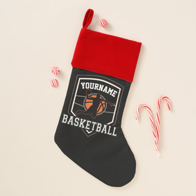 Personalized Basketball Player NAME Slam Dunk Team Christmas Stocking (Front)